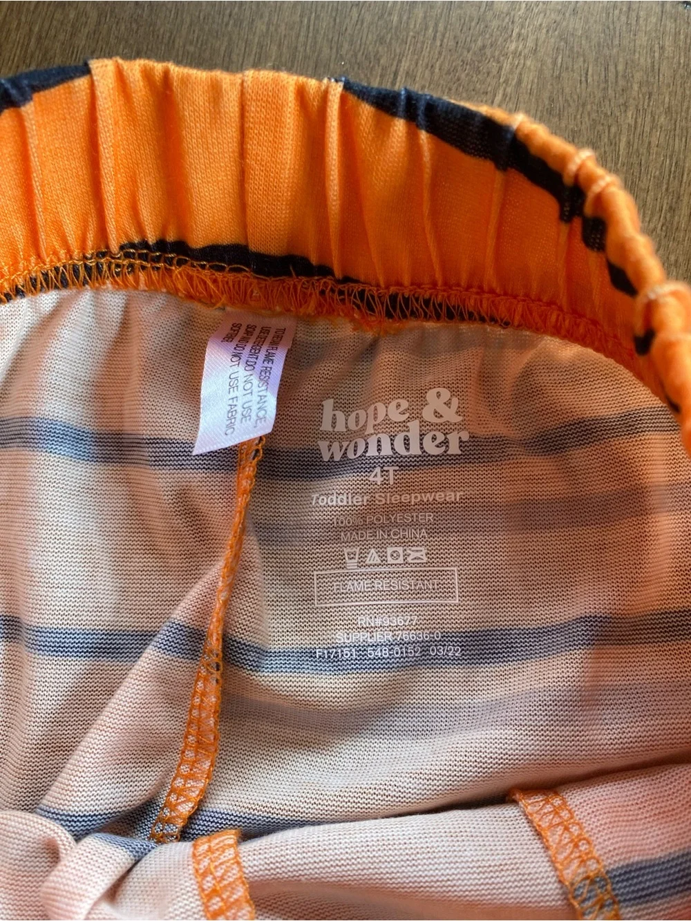 New Hope & Wonder Halloween 4T Sleep Pants Orange & Black Striped